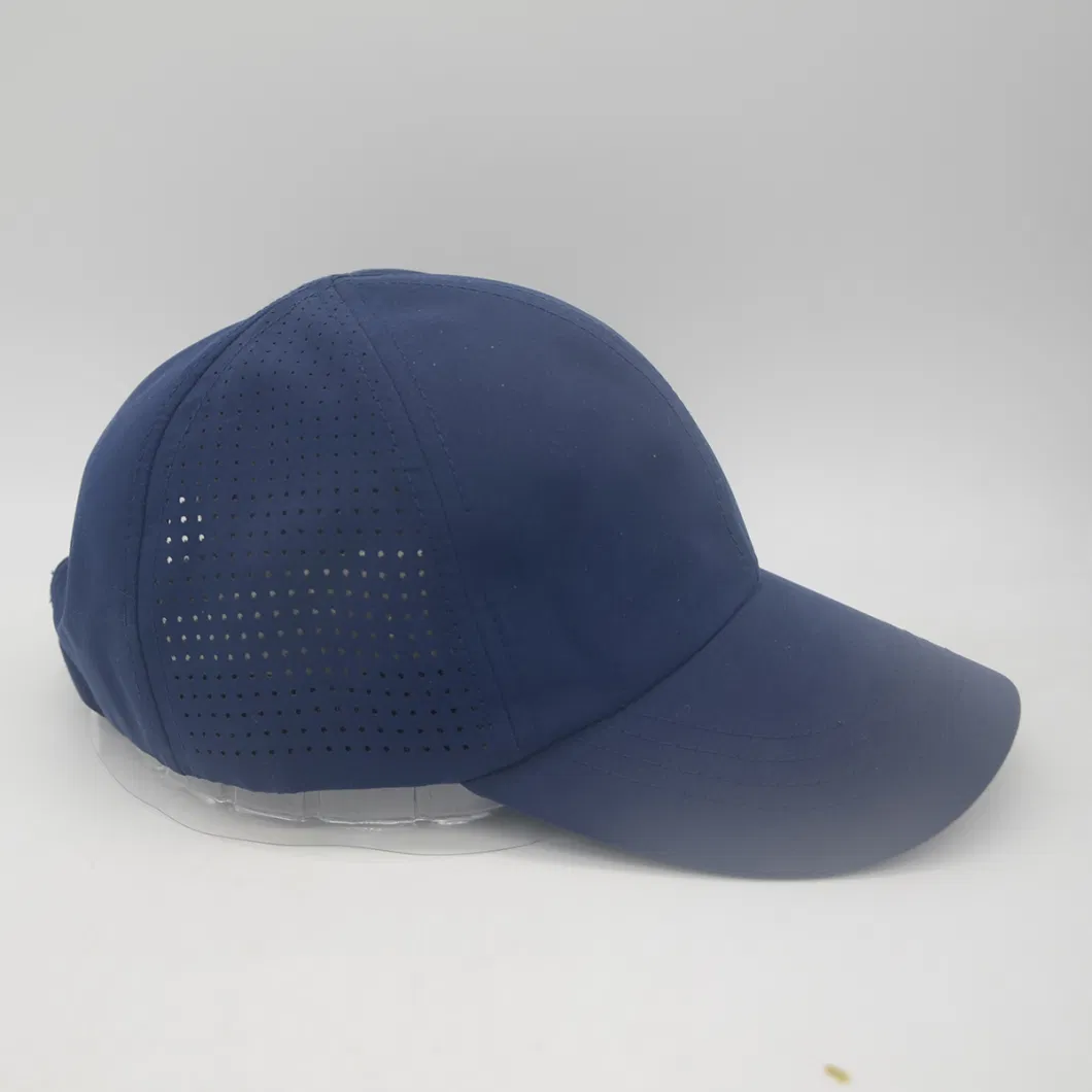 laser Cutting Performated Hole 6 Panel Breathable Polyester Baseball Cap Sport Cap Without Top Button